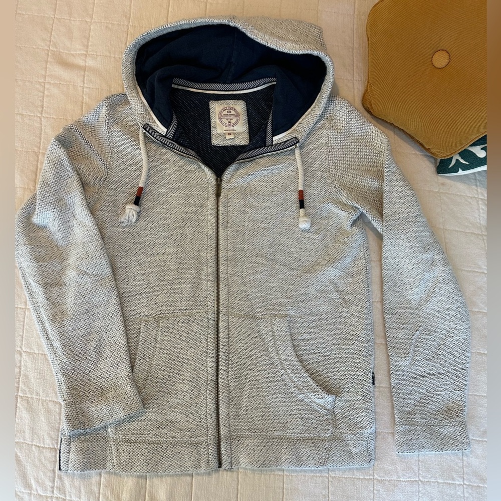 Fat Face Light Gray Zip-Up Hooded Sweater